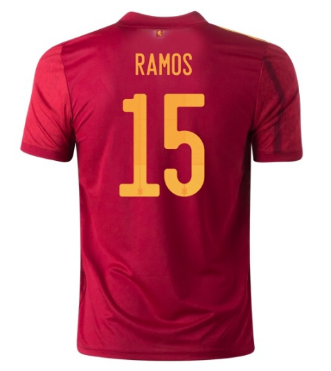 2020 EURO Spain Home Kit Soccer Jersey Sergio Ramos 15